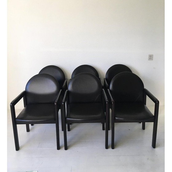 Image 1 of Vintage Sessel schwarzes Leder und Holz von Bulo Belgien 1980s