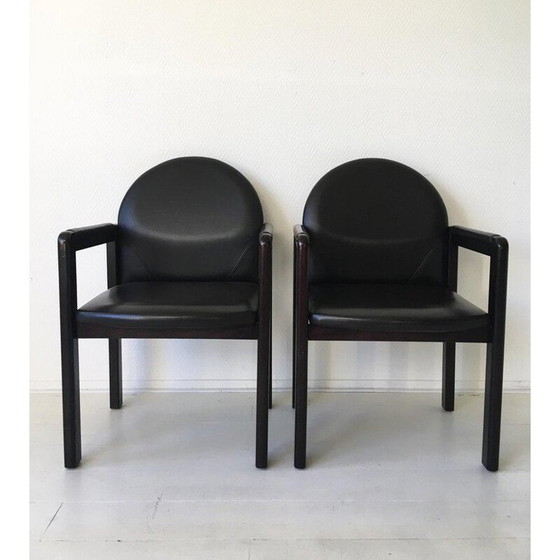 Image 1 of Vintage Sessel schwarzes Leder und Holz von Bulo Belgien 1980s
