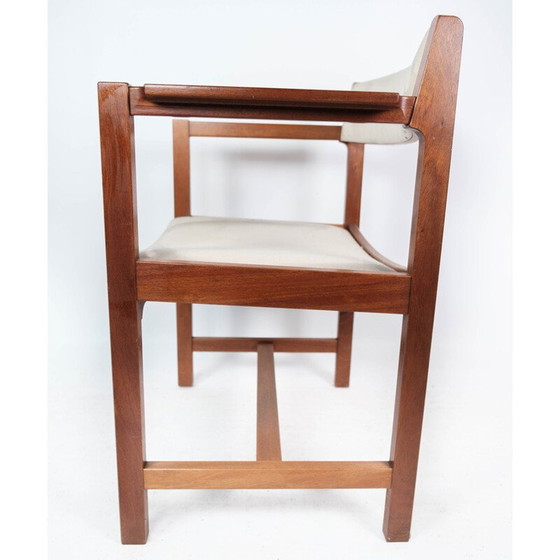 Image 1 of Dänischer Vintage-Sessel aus Mahagoni und hellem Stoff von Søborg Furniture, 1960er Jahre