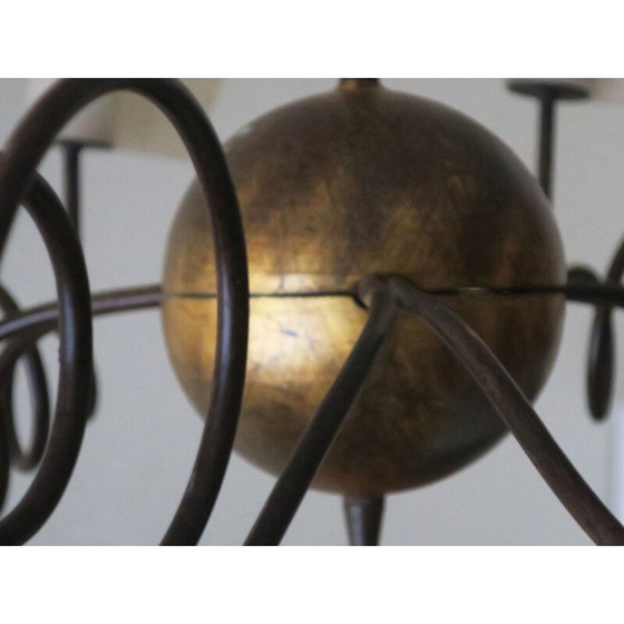 Image 1 of Vintage-Kronleuchter aus vergoldetem Metall und Muranoglas von Jean-Francois Crochet für Terzani, Italien