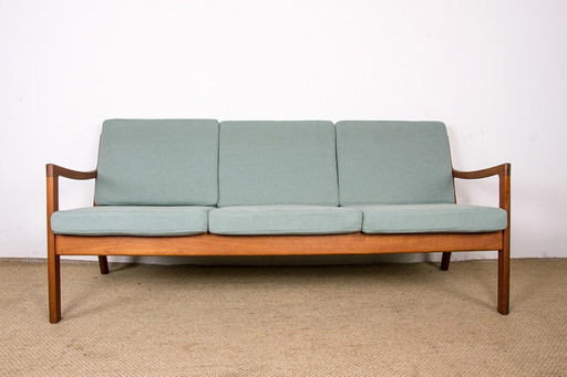 Dänisches 3-Sitzer-Sofa Aus Teakholz Und Stoff Neu, Modell Senator Ole Wanscher, France & Son.