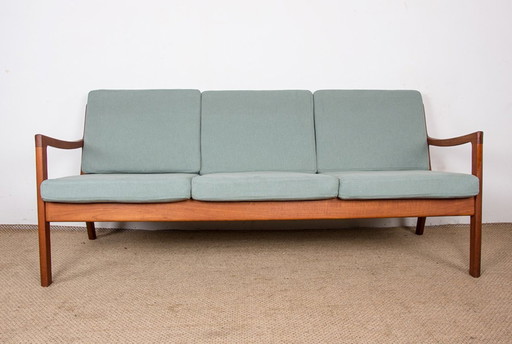 Dänisches 3-Sitzer-Sofa Aus Teakholz Und Stoff Neu, Modell Senator Ole Wanscher, France & Son.