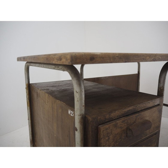 Image 1 of Industrieller Stahlschreibtisch, Tschechoslowakei 1940