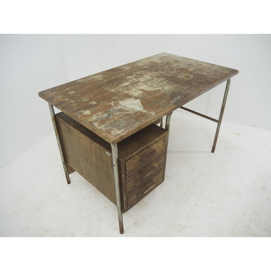 Image 1 of Industrieller Stahlschreibtisch, Tschechoslowakei 1940