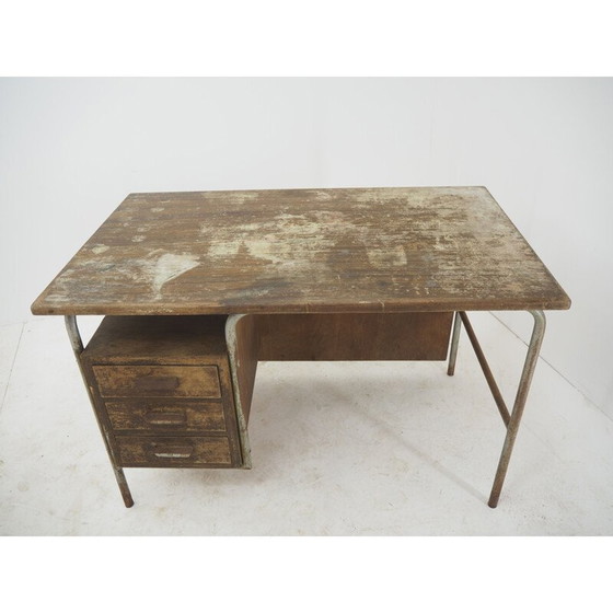 Image 1 of Industrieller Stahlschreibtisch, Tschechoslowakei 1940