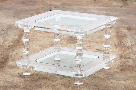 Image 1 of Französischer Couchtisch aus Lucite und Glas Maison Romeo, 1970er Jahre