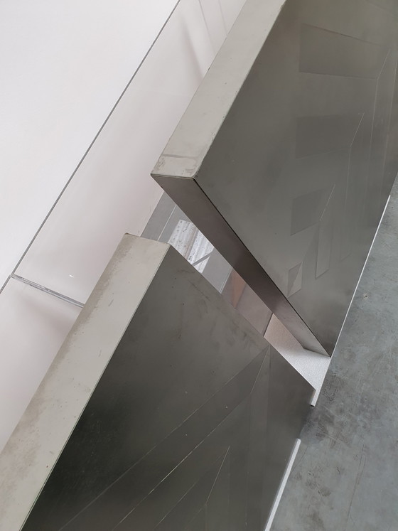 Image 1 of Brutalist Vintage Wandpaneele aus Metall im geometrischen Stil der 60er Jahre