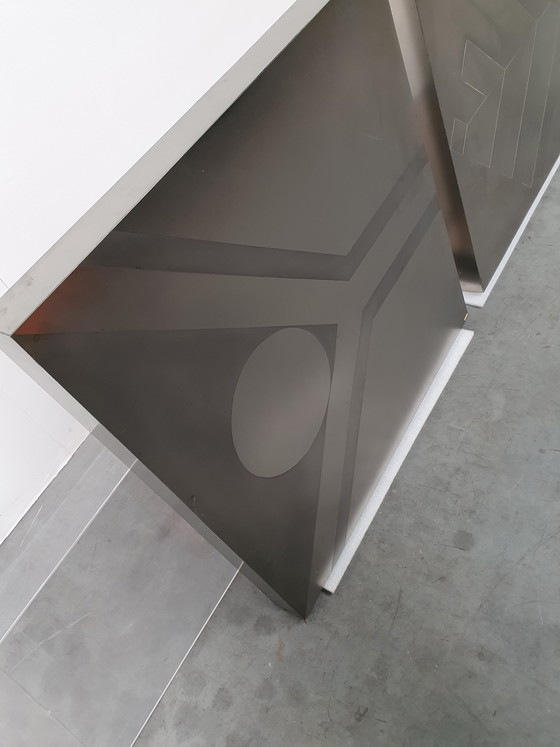 Image 1 of Brutalist Vintage Wandpaneele aus Metall im geometrischen Stil der 60er Jahre