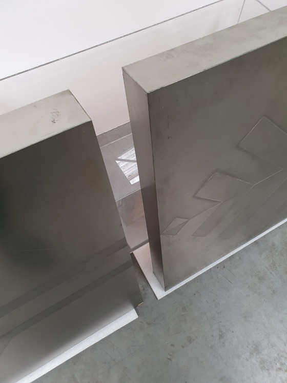 Image 1 of Brutalist Vintage Wandpaneele aus Metall im geometrischen Stil der 60er Jahre