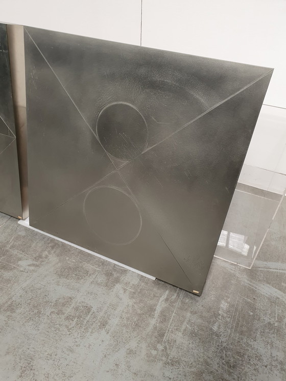 Image 1 of Brutalist Vintage Wandpaneele aus Metall im geometrischen Stil der 60er Jahre
