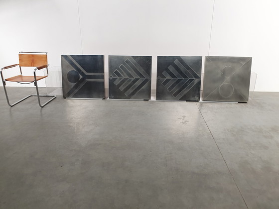 Image 1 of Brutalist Vintage Wandpaneele aus Metall im geometrischen Stil der 60er Jahre