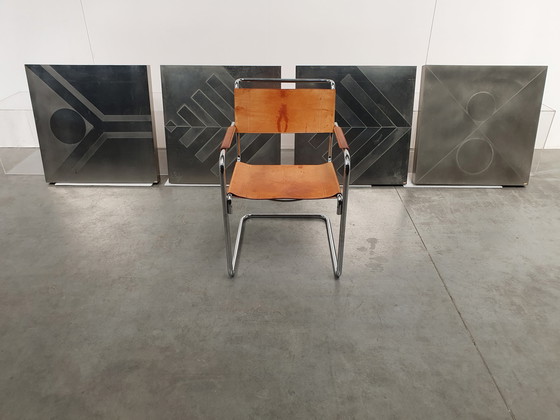 Image 1 of Brutalist Vintage Wandpaneele aus Metall im geometrischen Stil der 60er Jahre