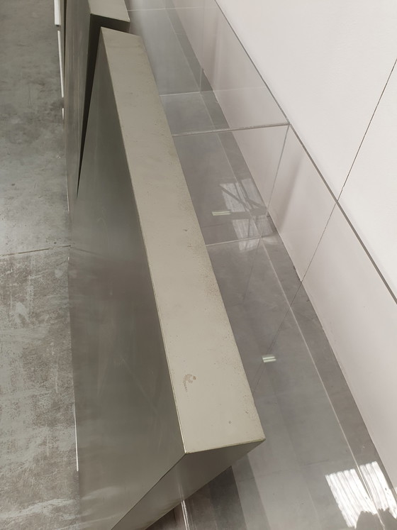 Image 1 of Brutalist Vintage Wandpaneele aus Metall im geometrischen Stil der 60er Jahre