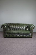 Grünes Chesterfield Sofa aus Rindsleder, 2-Sitzer
