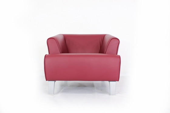 Image 1 of As new, Rolf Benz Lounge Chair / Sessel with red leather and aluminum feet