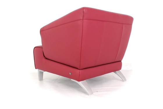 Image 1 of As new, Rolf Benz Lounge Chair / Sessel with red leather and aluminum feet