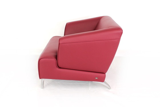 Image 1 of As new, Rolf Benz Lounge Chair / Sessel with red leather and aluminum feet