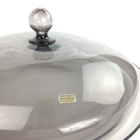 Image 1 of Serviertablett Aus Rauchglas Von Vicke Lindstrand Für Orrefors, Schweden, 1930