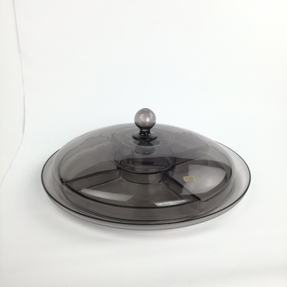 Image 1 of Serviertablett Aus Rauchglas Von Vicke Lindstrand Für Orrefors, Schweden, 1930