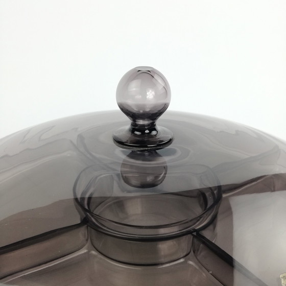 Image 1 of Serviertablett Aus Rauchglas Von Vicke Lindstrand Für Orrefors, Schweden, 1930