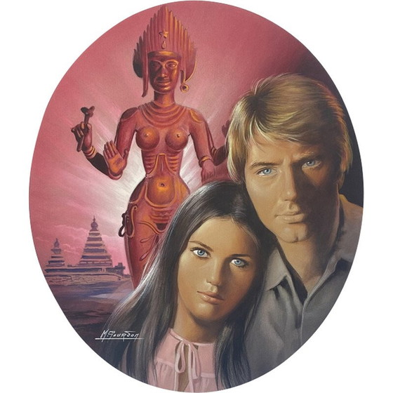 Image 1 of Vintage Mischtechnik "Sous le Regard de Kâli" von Evelyne Deher für M.Gourdon, 1965