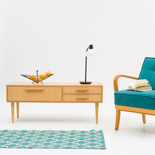 50er Jahre Lowboard, Esche, restauriert, 115cm