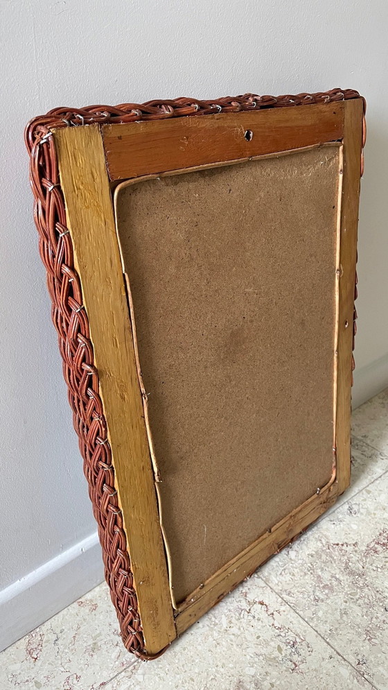 Image 1 of Spiegel Aus Rattan Vintage Frankreich