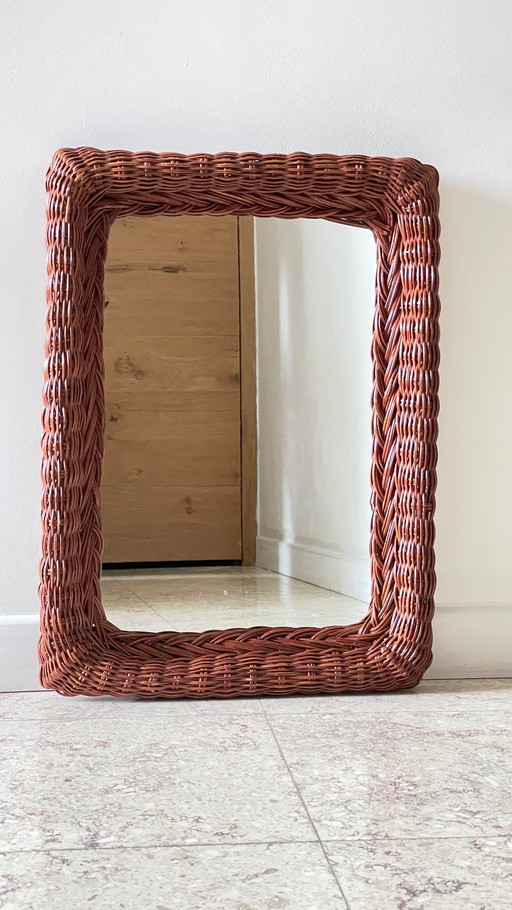 Spiegel Aus Rattan Vintage Frankreich