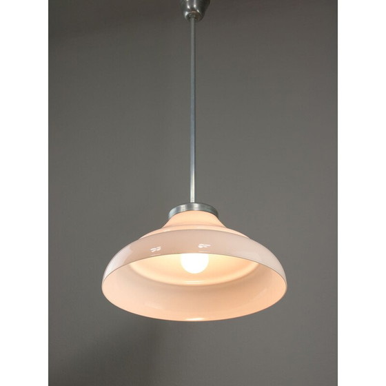 Image 1 of Vintage Aluminium und Glas Pendelleuchte, Italien