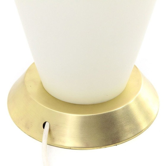 Image 1 of Tischlampe aus Opalglas und Messing, Italien 1950