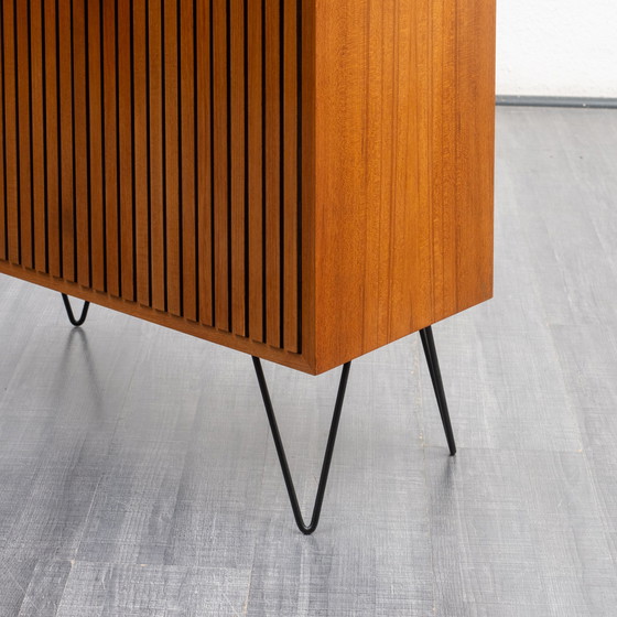 Image 1 of 60er Jahre Highboard mit Riffelfront, Teak, restauriert