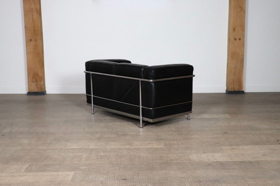 Image 1 of Vintage Cassina Lc2 Zweisitzer Sofa von Charlotte Perriand und Le Corbusier