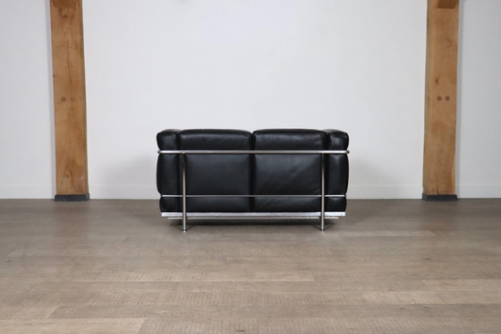 Image 1 of Vintage Cassina Lc2 Zweisitzer Sofa von Charlotte Perriand und Le Corbusier