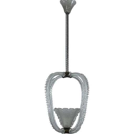 Vintage Art Deco Muranoglas-Hängeleuchte von Ercole Barovier, Italien 1930er Jahre