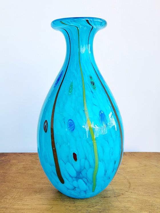 Image 1 of Mehrfarbige Vase aus Glas, Retro-Stil, 1980er Jahre, Murano, Italien