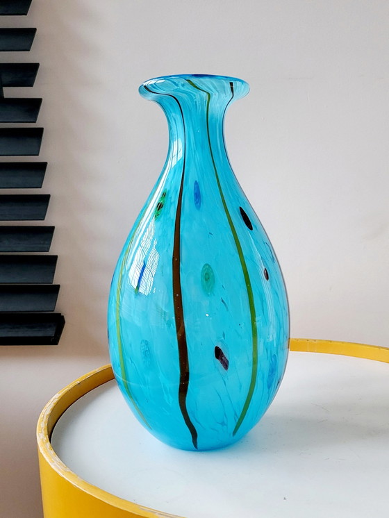 Image 1 of Mehrfarbige Vase aus Glas, Retro-Stil, 1980er Jahre, Murano, Italien