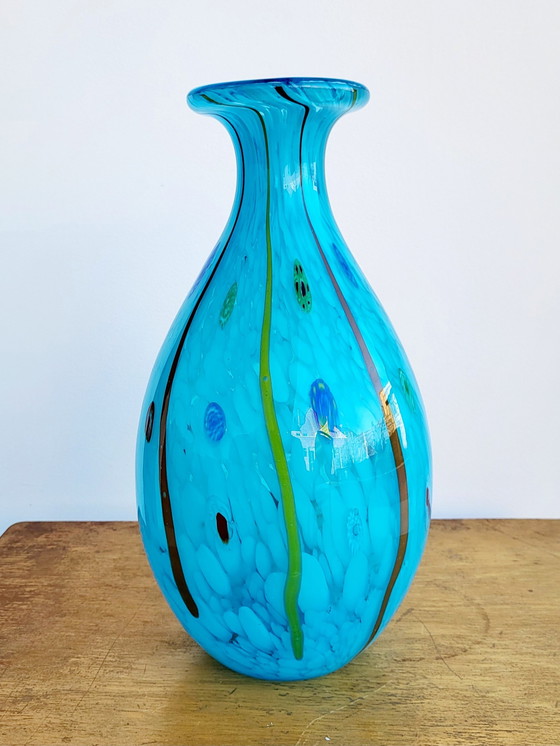 Image 1 of Mehrfarbige Vase aus Glas, Retro-Stil, 1980er Jahre, Murano, Italien