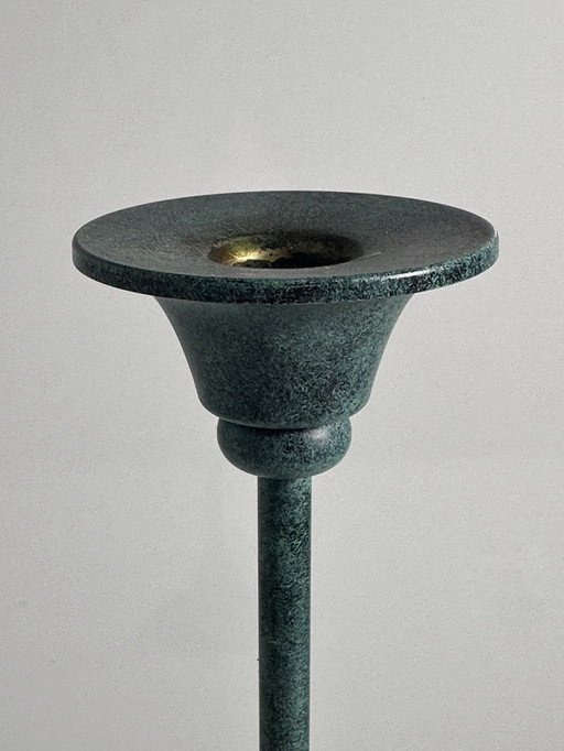 Vintage Postmoderner Kerzenständer Metall Türkis Grün Patina 1980 1990 Kerzenleuchter 80Er 90Er Schmiedekunst