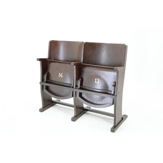 Image 1 of Vintage 2-Sitzer Kinobank aus Buchensperrholz für Ton, Tschechoslowakei 1970