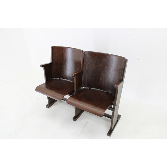 Image 1 of Vintage 2-Sitzer Kinobank aus Buchensperrholz für Ton, Tschechoslowakei 1970