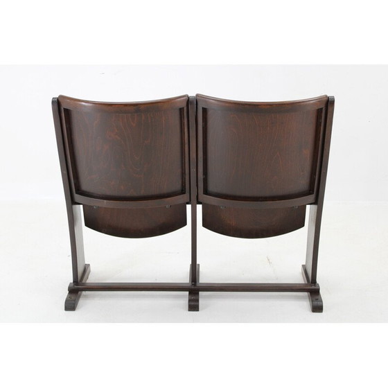 Image 1 of Vintage 2-Sitzer Kinobank aus Buchensperrholz für Ton, Tschechoslowakei 1970