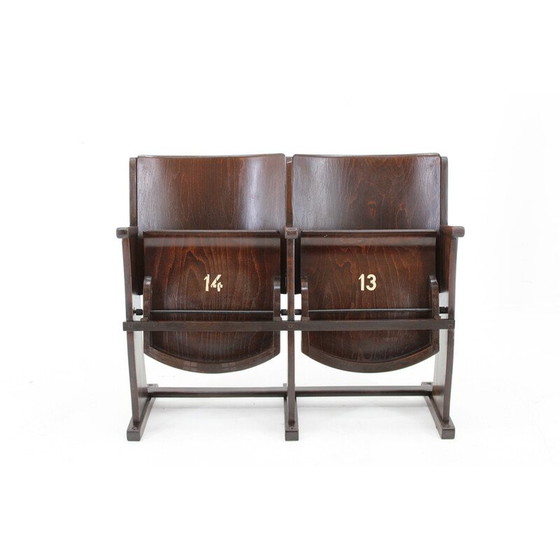 Image 1 of Vintage 2-Sitzer Kinobank aus Buchensperrholz für Ton, Tschechoslowakei 1970