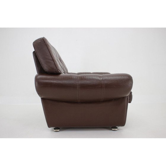 Image 1 of Vintage-Sessel aus braunem Leder, Dänemark 1970