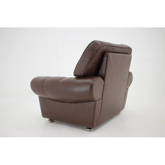 Image 1 of Vintage-Sessel aus braunem Leder, Dänemark 1970