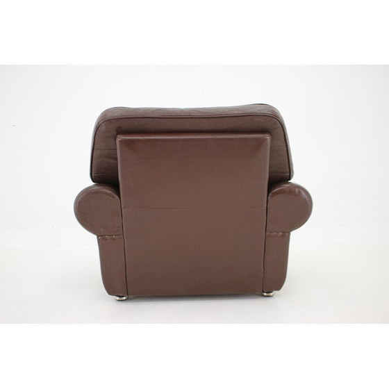 Image 1 of Vintage-Sessel aus braunem Leder, Dänemark 1970