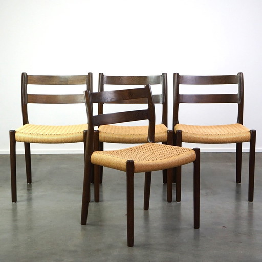 4 x Vintage Niels Otto Møller Dänischer Design Esszimmerstuhl, Modell Nr. 84