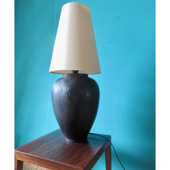 Image 1 of Vintage-Lampe aus geschwärztem Holz, Frankreich 1980