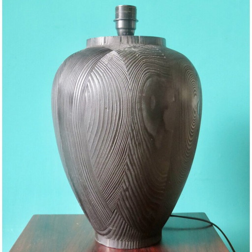 Vintage-Lampe aus geschwärztem Holz, Frankreich 1980