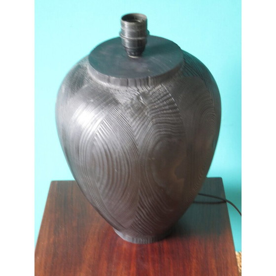 Image 1 of Vintage-Lampe aus geschwärztem Holz, Frankreich 1980