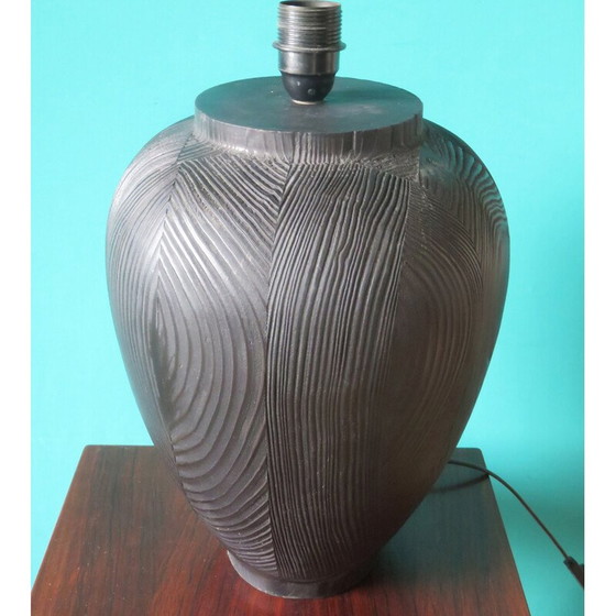 Image 1 of Vintage-Lampe aus geschwärztem Holz, Frankreich 1980